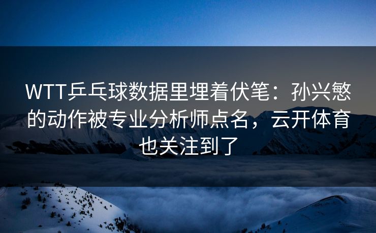 WTT乒乓球数据里埋着伏笔：孙兴慜的动作被专业分析师点名，云开体育也关注到了