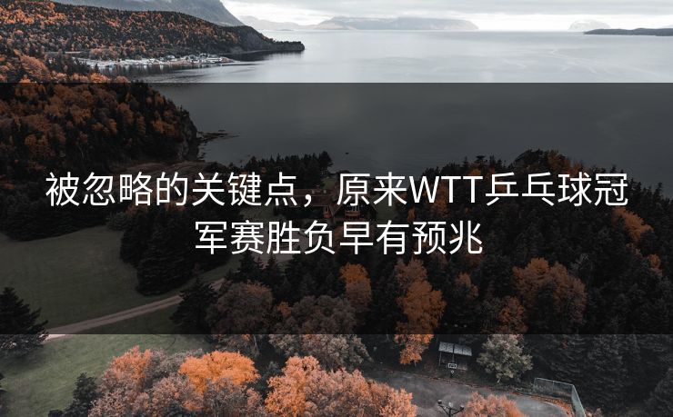 被忽略的关键点，原来WTT乒乓球冠军赛胜负早有预兆
