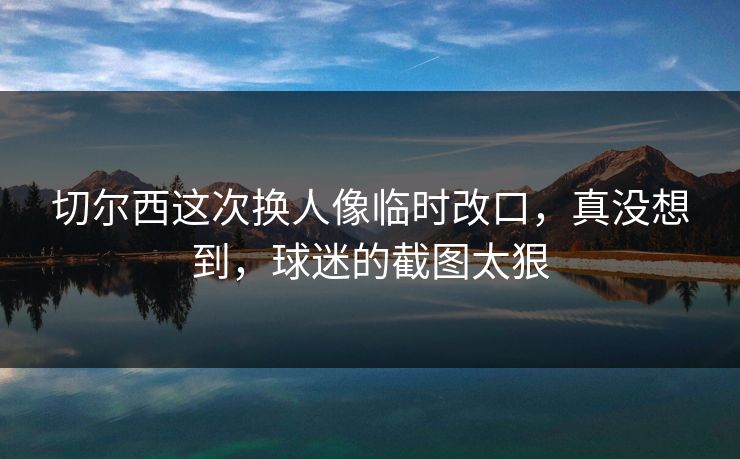 切尔西这次换人像临时改口，真没想到，球迷的截图太狠