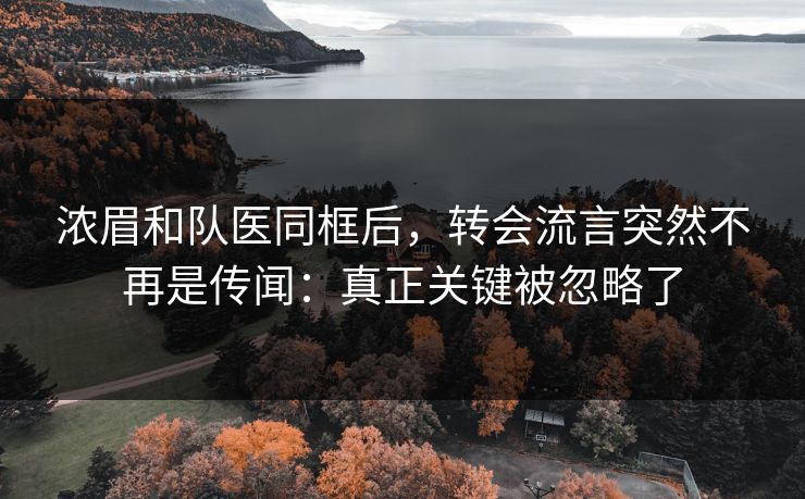 浓眉和队医同框后，转会流言突然不再是传闻：真正关键被忽略了